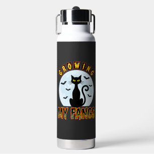 Halloween-Schwarze Katze wächst meine Fangzähne De Trinkflasche