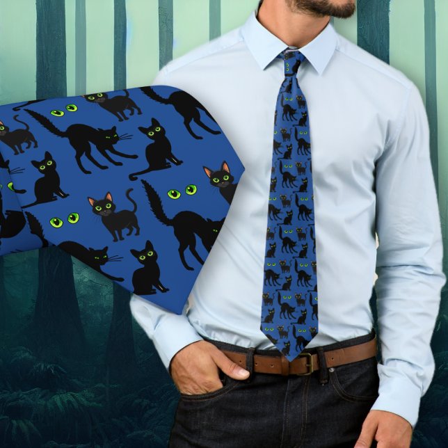 Halloween schwarze Katzen Augen Muster Krawatte (Von Creator hochgeladen)