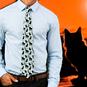Halloween-Schwarze Katzen Augen Muster Krawatte