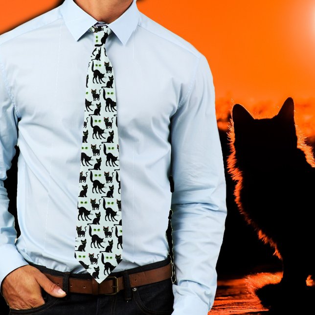 Halloween-Schwarze Katzen Augen Muster Krawatte (Von Creator hochgeladen)