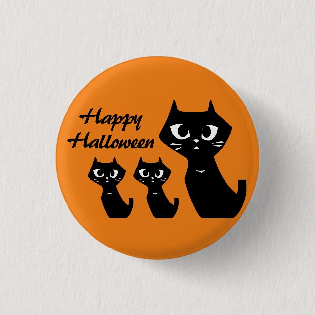 Halloween Schwarze Katzen Button (Vorderseite)