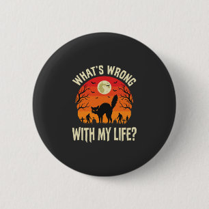 Halloween-Schwarze-Katzen-Friedhof-Horror-Grafik Button