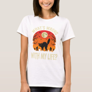 Halloween-Schwarze-Katzen-Friedhof-Horror-Grafik T-Shirt