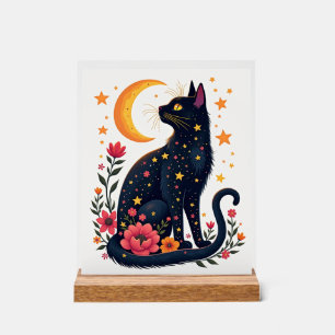 Halloween-Schwarze-Katzen-Kostüm Mystischer Katzen Acrylschild