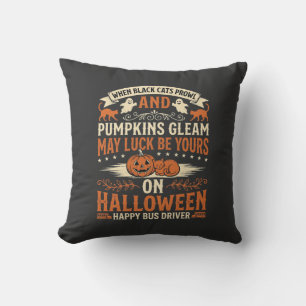Halloween schwarze Katzen Kürbis glücklicher Busfa Kissen
