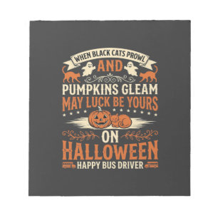 Halloween schwarze Katzen Kürbis glücklicher Busfa Notizblock