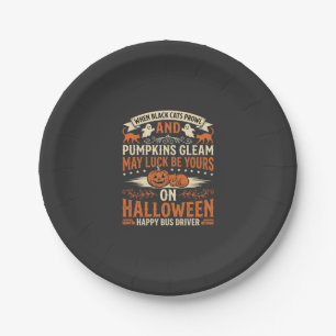 Halloween schwarze Katzen Kürbis glücklicher Busfa Pappteller