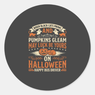 Halloween Schwarze Katzen Kürbis Glücklicher Busfa Runder Aufkleber