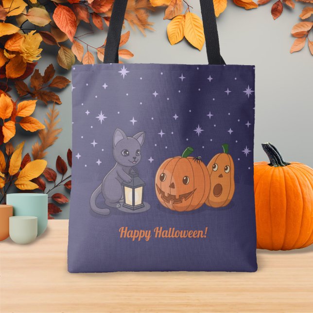 Halloween schwarze Katzen-Kürbislaterne lila (Von Creator hochgeladen)