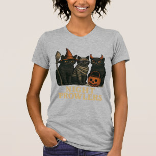 Halloween schwarze Katzen Nachtbummler lustiges Ko T-Shirt