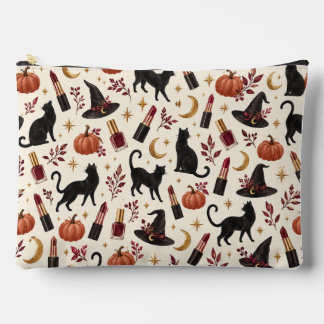 Halloween-Schwarze Katzen und Lippenstift-Make-up- Zubehörtasche