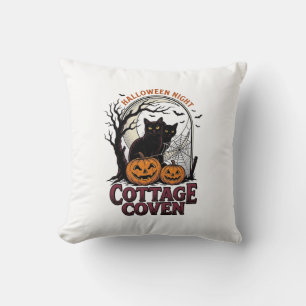 Halloween-Schwarze Katzen Vintage-Coven-Kürbis-Kun Kissen