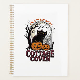 Halloween-Schwarze Katzen Vintage-Coven-Kürbis-Kun Planer