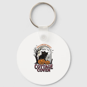 Halloween-Schwarze Katzen Vintage-Coven-Kürbis-Kun Schlüsselanhänger