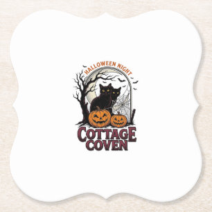 Halloween-Schwarze Katzen Vintage-Coven-Kürbis-Kun Untersetzer