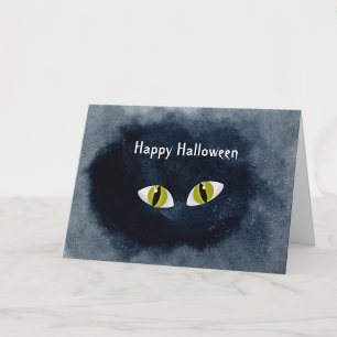 Halloween schwarze Katzenaugen Aquarell Karte