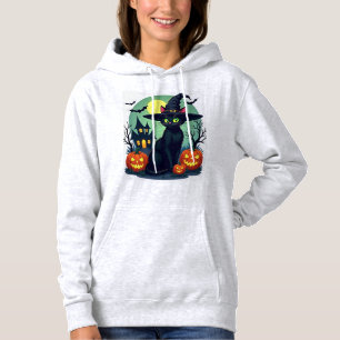 Halloween-Schwarze Katzenmütze Gruselige Katze und Hoodie