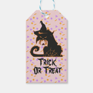 Halloween schwarze Katzenparty Konfetti Rosa Geschenkanhänger