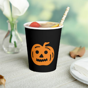 Halloween schwarze & orange Jack o Laterne Pappbecher