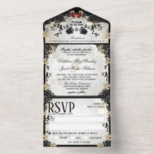 Halloween Schwarze Rose - zusammen mit MENU All In One Einladung