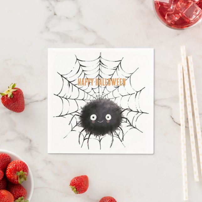 Halloween schwarze Spinne im Netz Serviette (Beispiel)