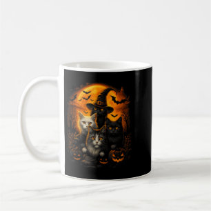 Halloween schwarze und weiße Katzen mit Kürbissen Kaffeetasse