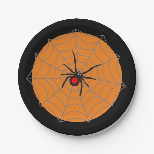 Halloween-Schwarze Witwe Spinne Pappteller (Vorderseite)