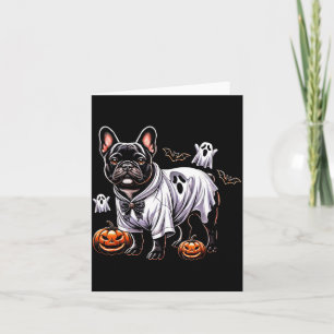 Halloween Schwarzer Bulldogge Geist Kürbisse Flede Karte