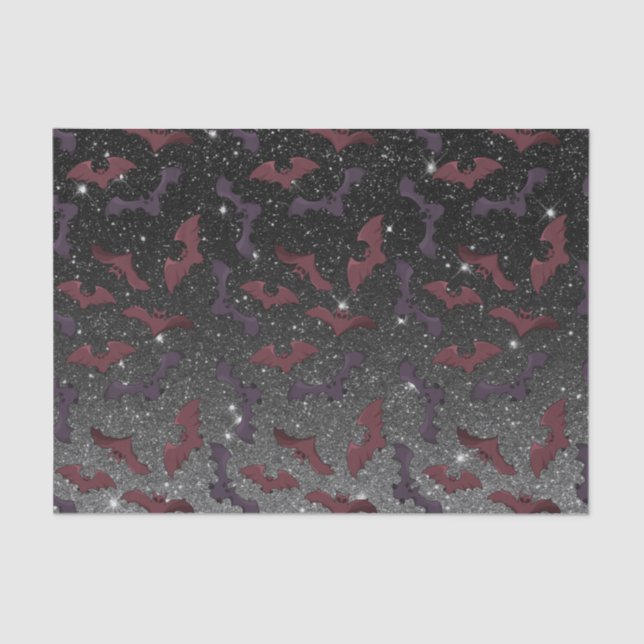 Halloween Schwarzer Glitzer Fledermäuse Seidenpapier (Vorderseite)