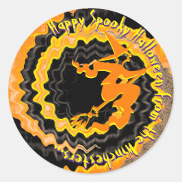 Halloween schwarzer Hexenzaubertext Runder Aufkleber