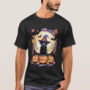 Halloween schwarzer Labrador Retriever Hexenhut Fl T-Shirt