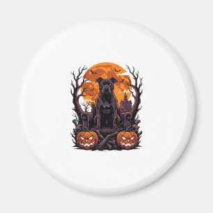 Halloween Schwarzer Pitbull Thron Kürbisse Vollmon Magnet