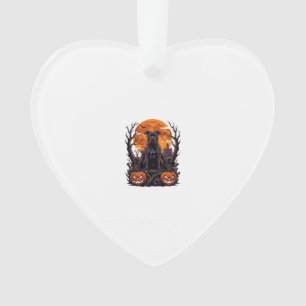 Halloween Schwarzer Pitbull Thron Kürbisse Vollmon Ornament