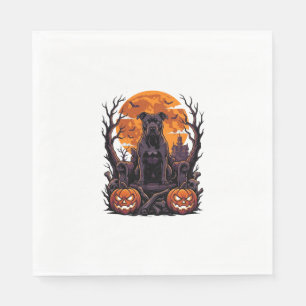 Halloween Schwarzer Pitbull Thron Kürbisse Vollmon Serviette