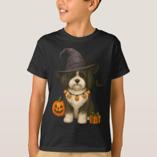 Halloween schwarzer und weißer Havanese Hund T-Shirt