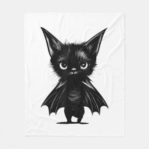 Halloween Schwarzes Kätzchen in Bat-Kostüm Fleecedecke