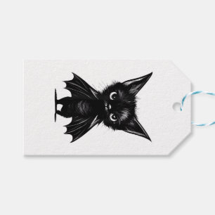 Halloween Schwarzes Kätzchen in Bat-Kostüm Geschenkanhänger