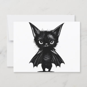 Halloween Schwarzes Kätzchen in Bat-Kostüm Postkarte