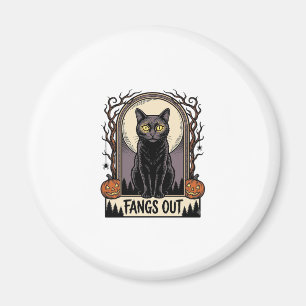 Halloween-Schwarzes-Katzen-Shirt Vintage-Fänge-Des Magnet