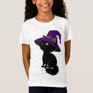 Halloween-Schwarzkatze im Zauberermädchen-T - Shir T-Shirt