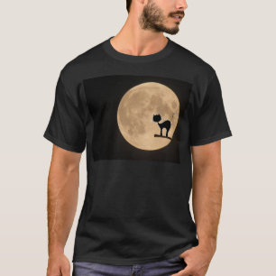 Halloween-Schwarzkatze mit Vollmond T-Shirt