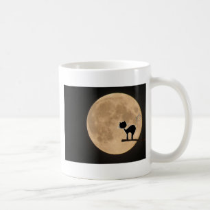 Halloween-Schwarzkatze mit Vollmond Tasse