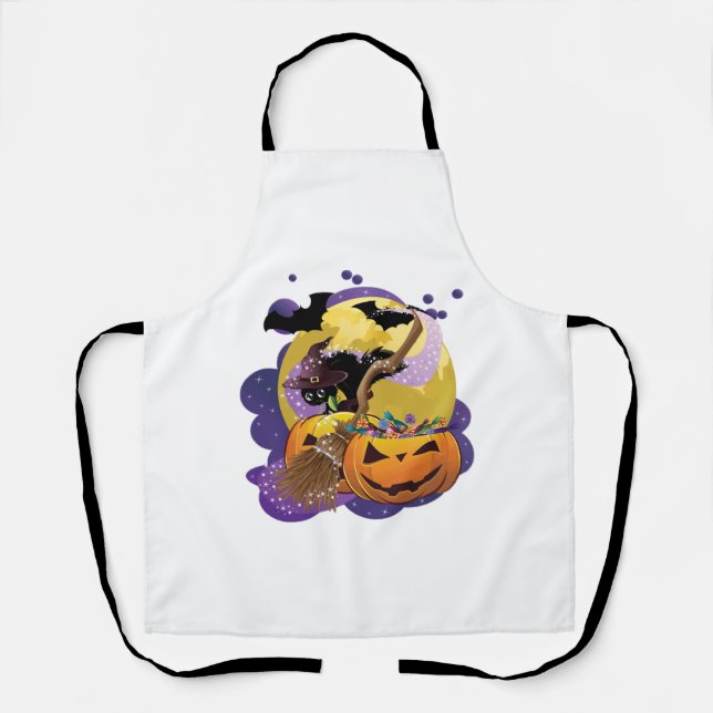 Halloween-Schwarzkatze Schürze (Vorderseite)