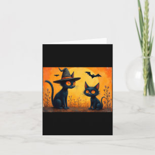 Halloween-Schwarzkatzen-Design für Katzenliebhaber Karte