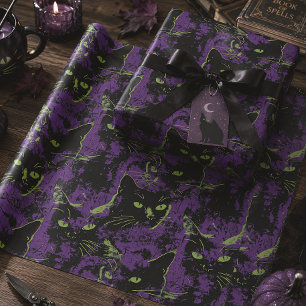 Halloween-Schwarzkatzenlöffel-Saison lila Geschenkpapier