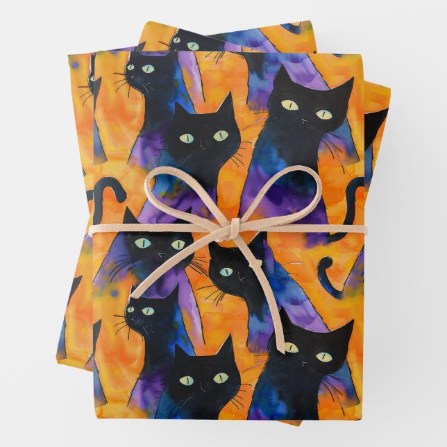 Halloween-Schwarzkatzensaison Geschenkpapier Set (Beispiel)