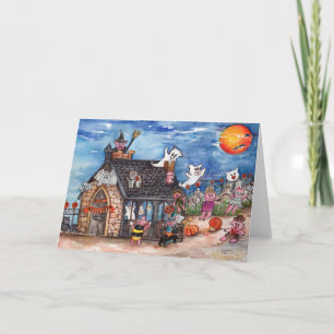 Halloween-Schweine betrügen oder Leckerei, Geister Feiertagskarte