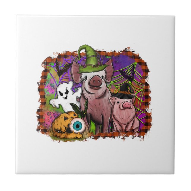 Halloween-Schweine Fliese (Vorderseite)