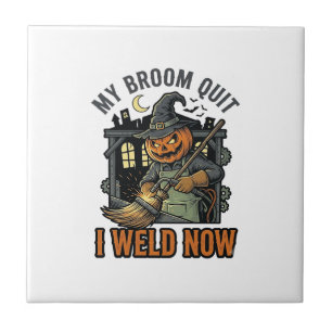Halloween-Schweißer-Shirt Lustiges Hexenbesen-Desi Fliese