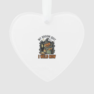 Halloween-Schweißer-Shirt Lustiges Hexenbesen-Desi Ornament
